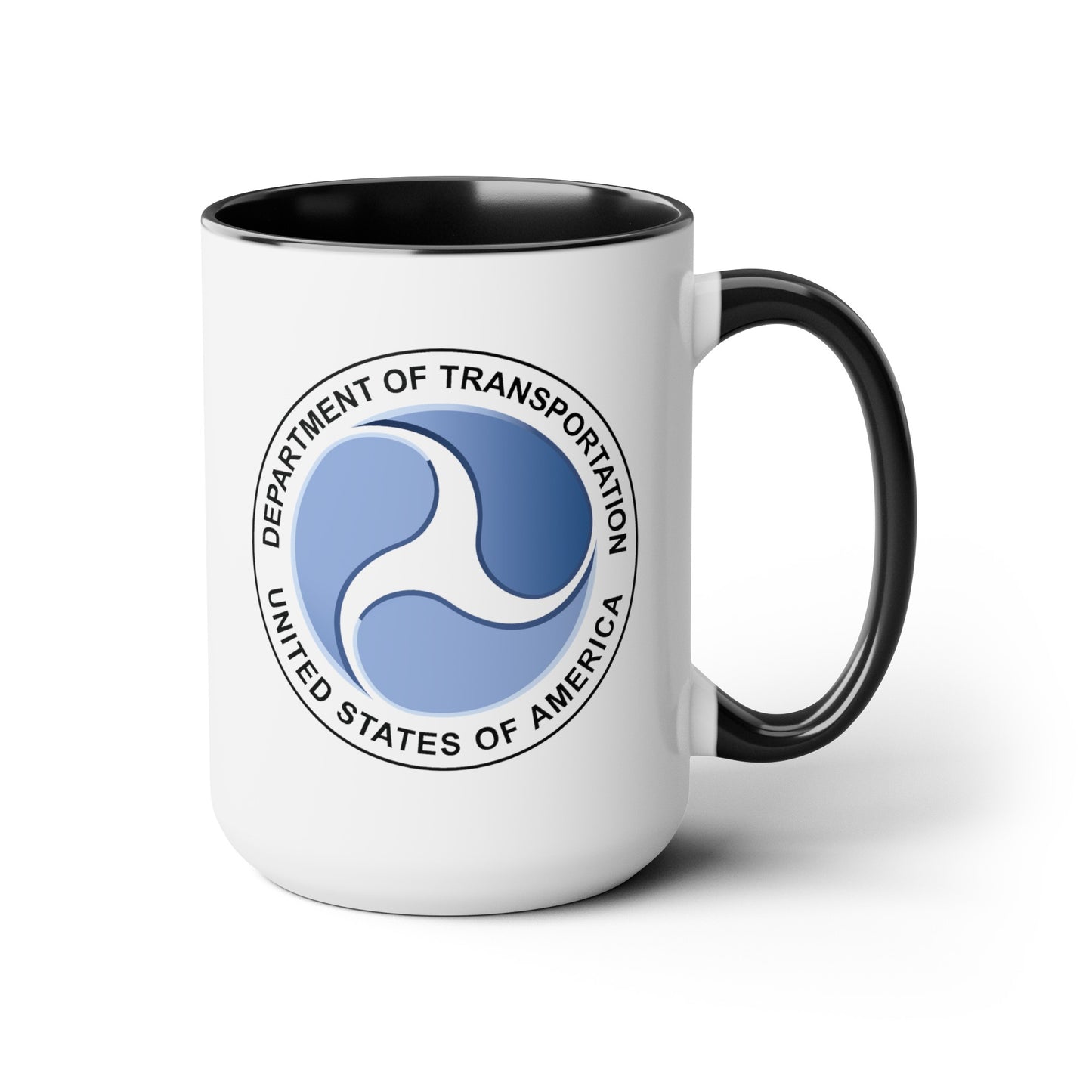 Department of Transportation Coffee Mug - Double Sided Black Accent White Ceramic 15oz by TheGlassyLass.com