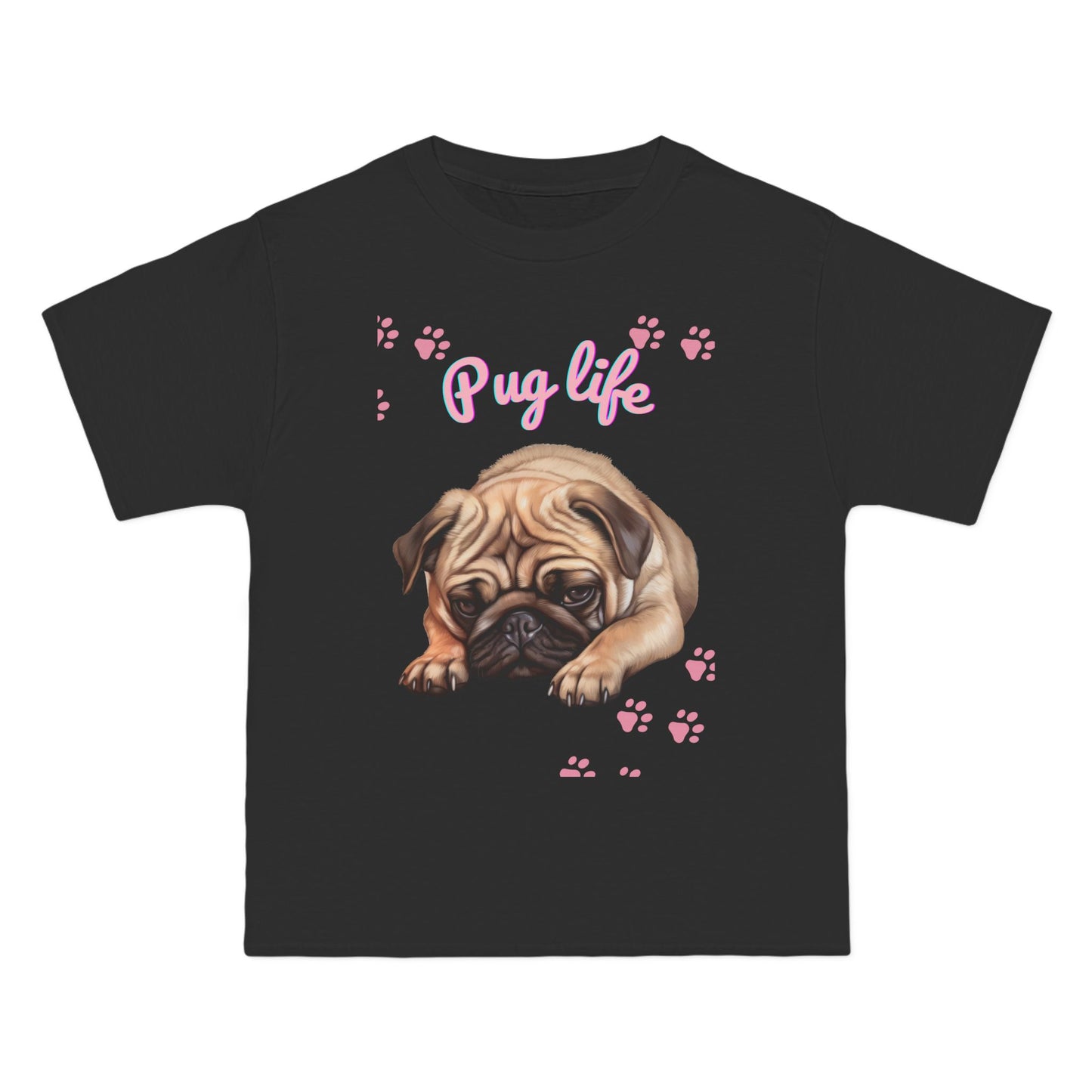 Pug Life T-Shirt: (Hanes Beefy-T 100% Preshrunk Cotton Custom Printed by TheGlassyLass.com