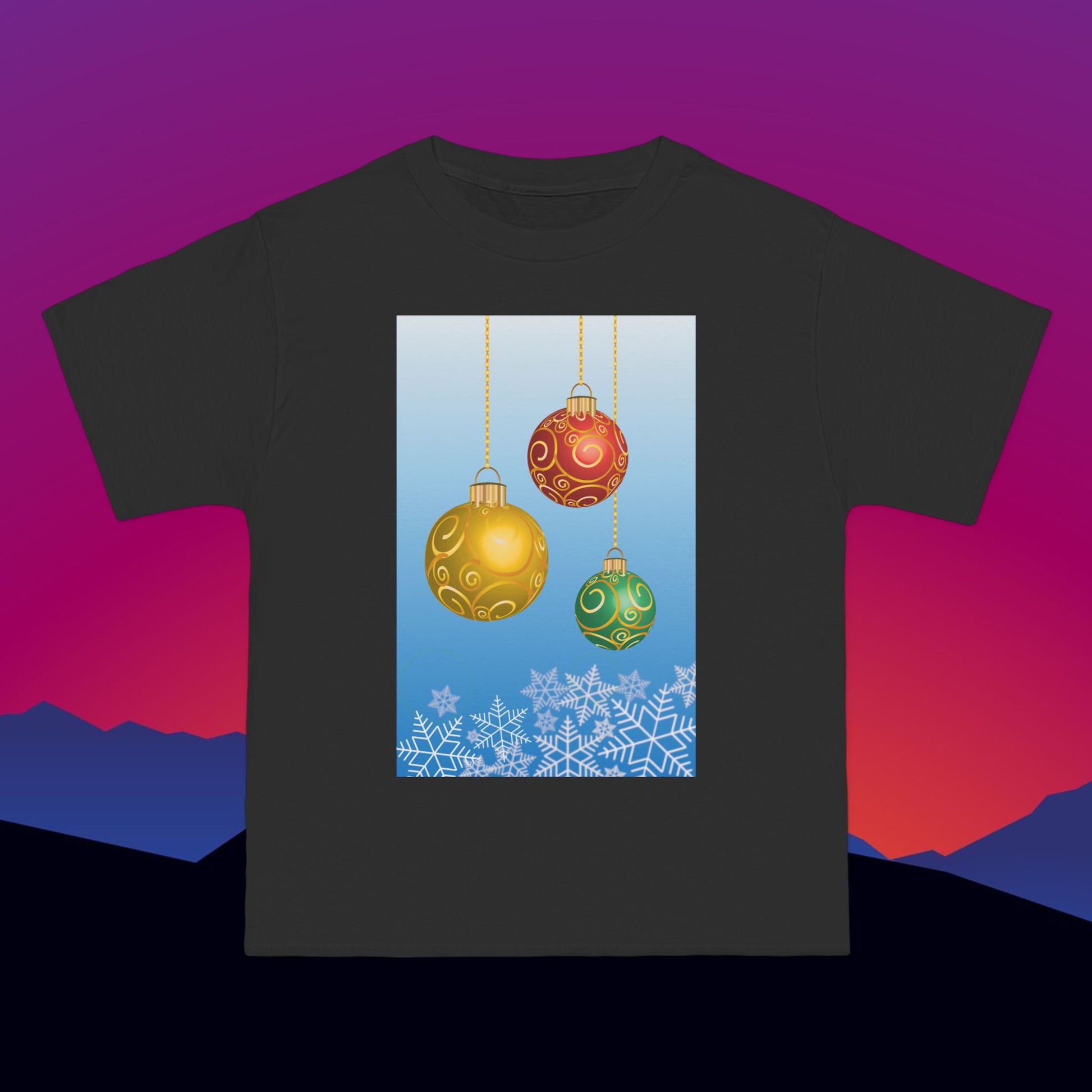 Hanging Christmas Ornaments T-Shirt: (Hanes Beefy-T 100% Preshrunk Cotton Custom Printed by TheGlassyLass.com