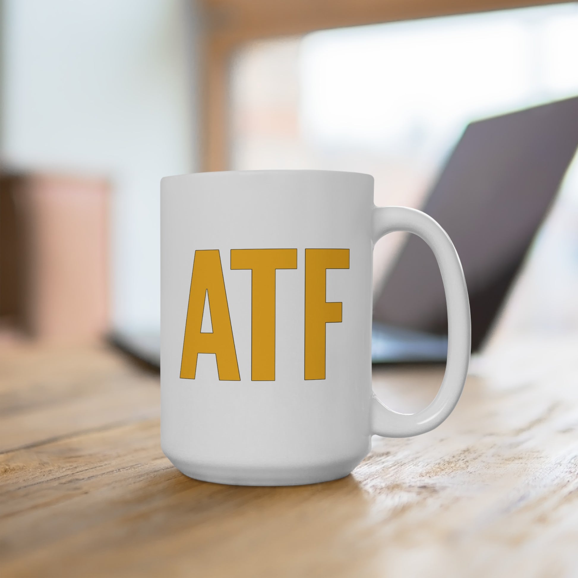 ATF Coffee Mug - Double Sided White Ceramic 15oz by TheGlassyLass.com