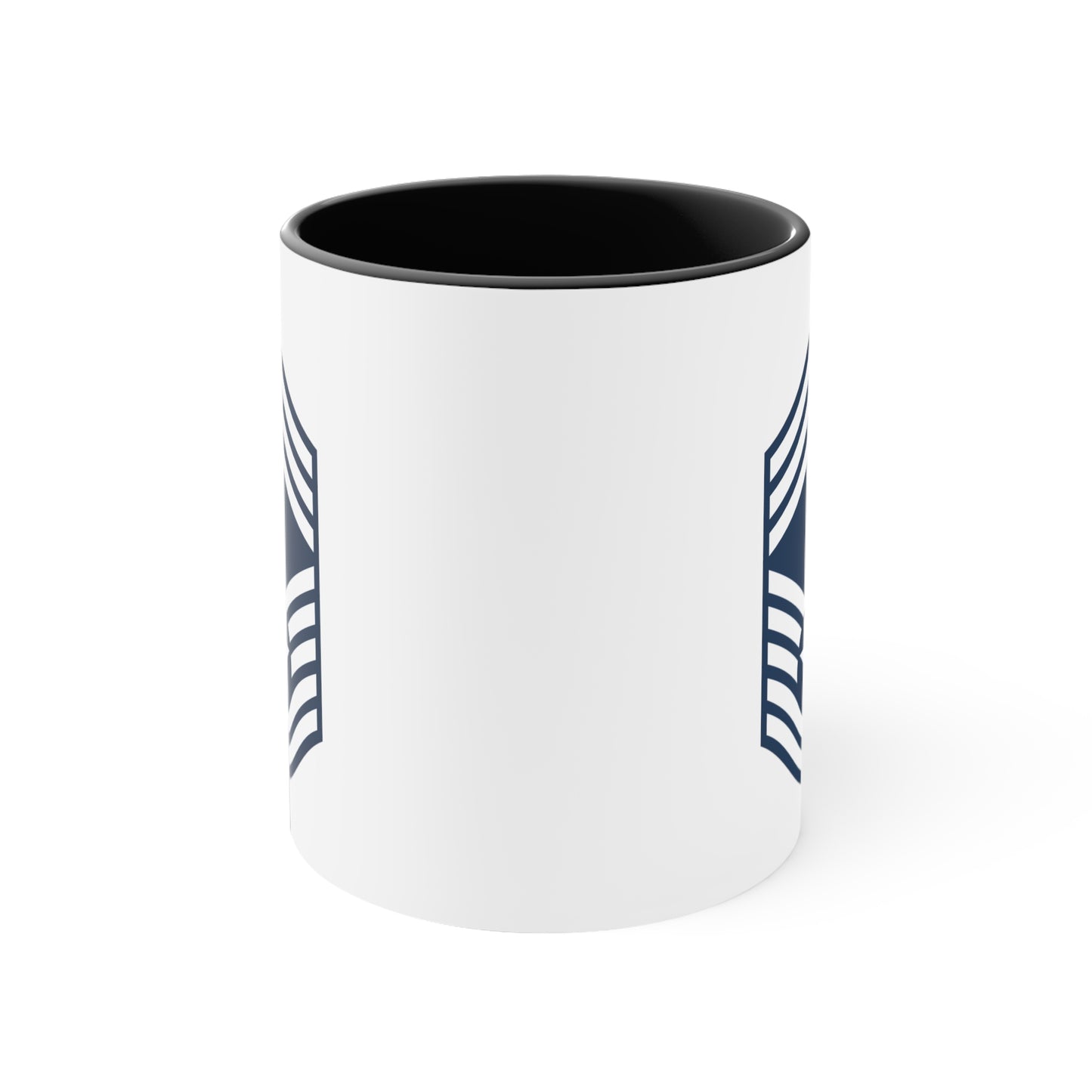 Air Force Chief Master Sergeant Stripes - Double Sided Black Accent White Ceramic Coffee Mug 11oz by TheGlassyLass.com