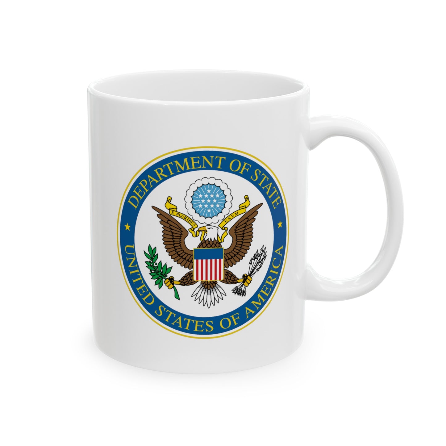 Department of State Coffee Mug - Double Sided White Ceramic 11oz by TheGlassyLass.com
