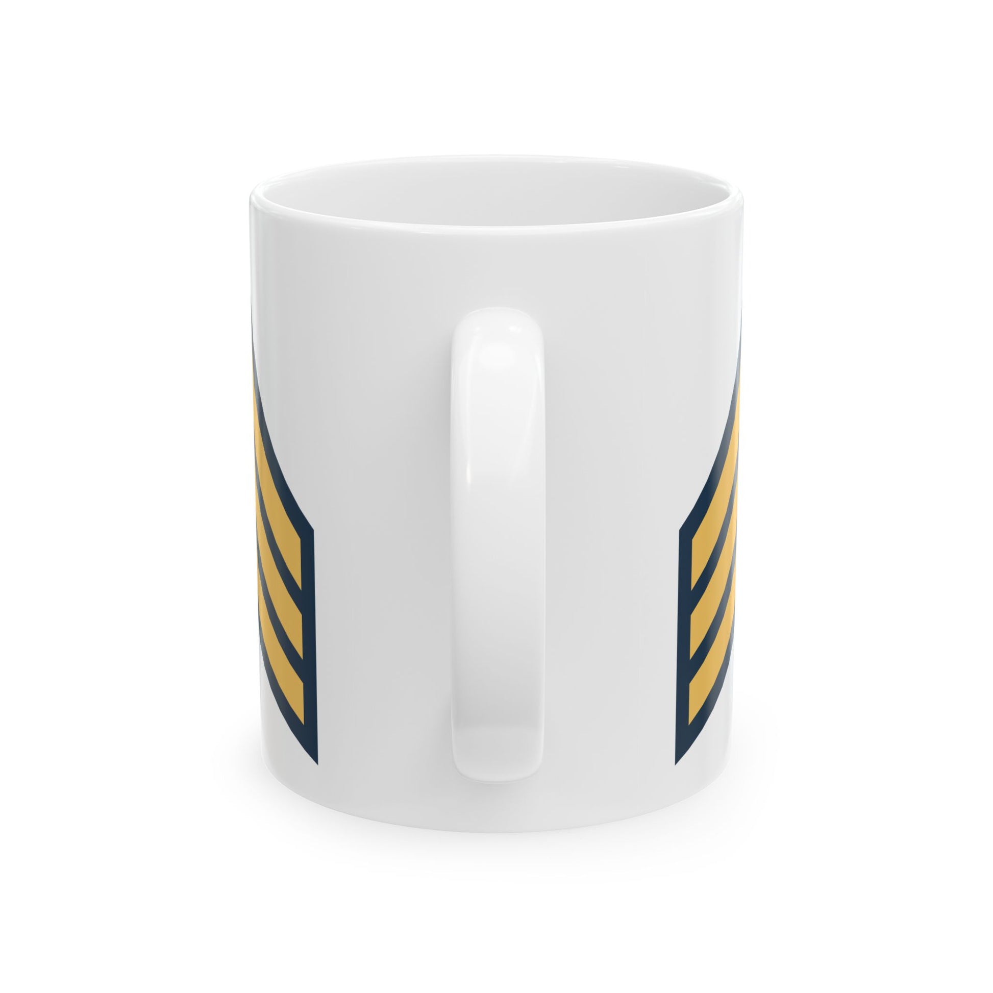 US Army Sergeant (E-5) Stripes Coffee Mug - Double Sided Print, White Ceramic, 11oz by TheGlassyLass.com