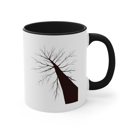 Barren Tree Coffee Mug - Double Sided Black Accent White Ceramic 11oz by TheGlassyLass.com