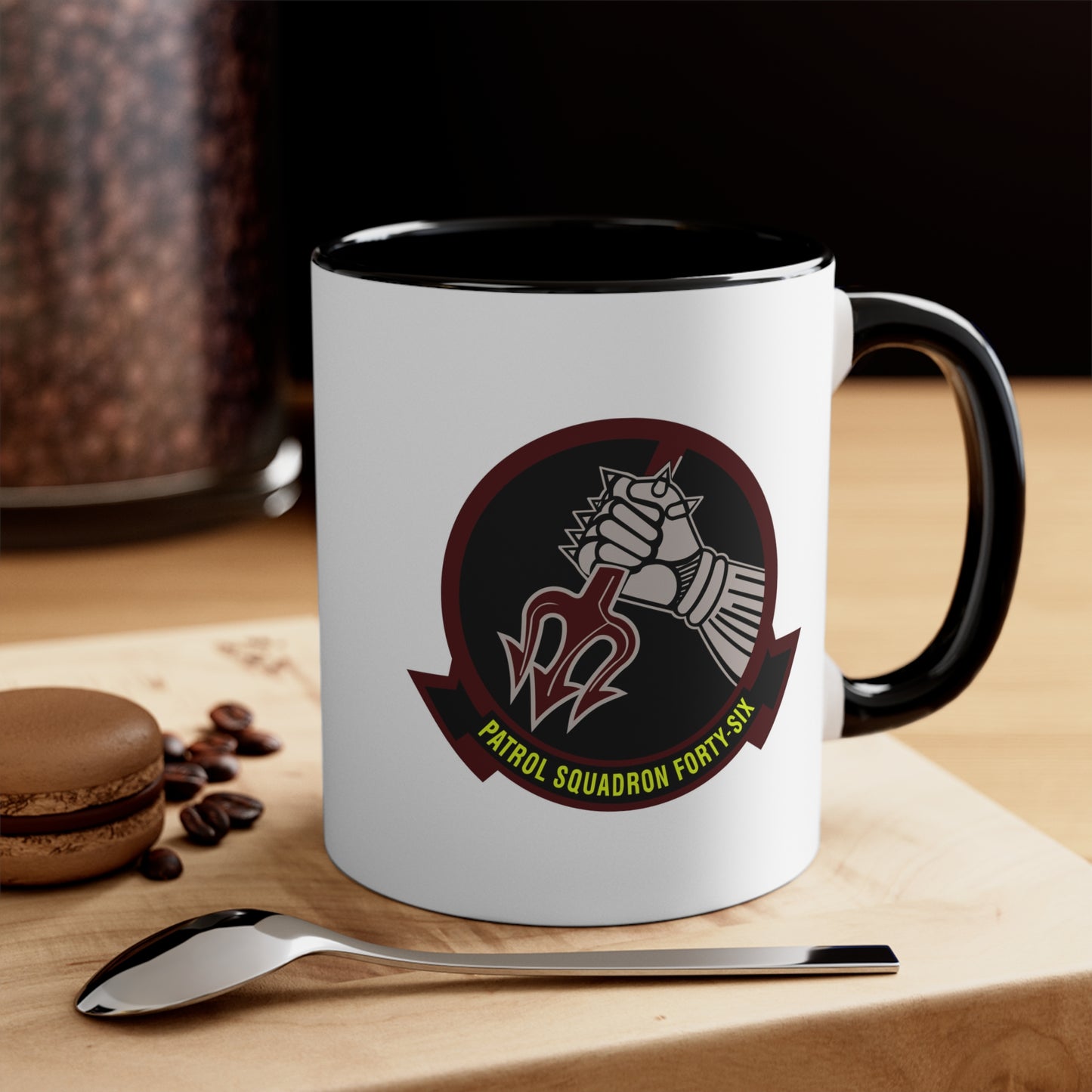 Navy Patrol Squadron 46 Coffee Mug - Double Sided Print, Two Tone Black Accent, White Ceramic, 11oz by TheGlassyLass.com
