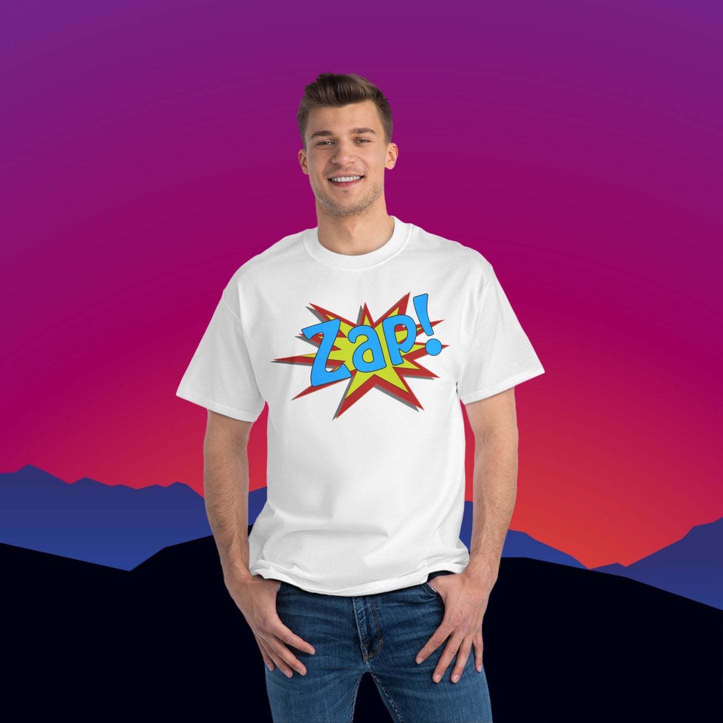 Zap T-Shirt: (Hanes Beefy-T 100% Preshrunk Cotton) Custom Printed by TheGlassyLass.com