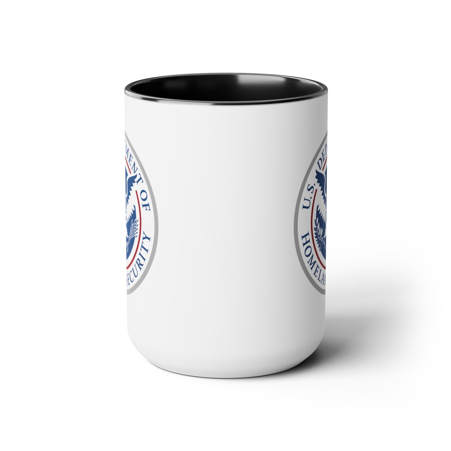 Homeland Security Coffee Mug - Double Sided Black Accent White Ceramic 15oz by TheGlassyLass.com