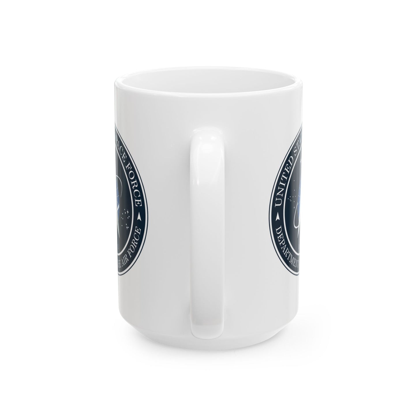 US Space Force Seal Coffee Mug - Double Sided White Ceramic 15oz - by TheGlassyLass.com
