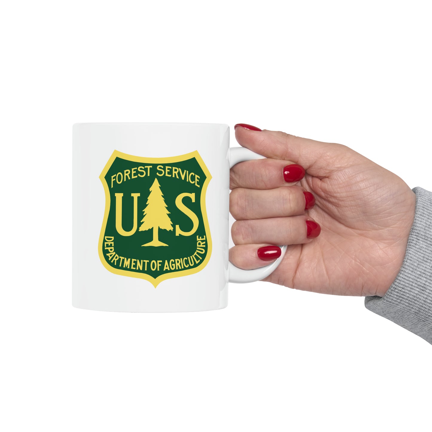 Forest Service Coffee Mug - Double Sided White Ceramic 11oz by TheGlassyLass.com