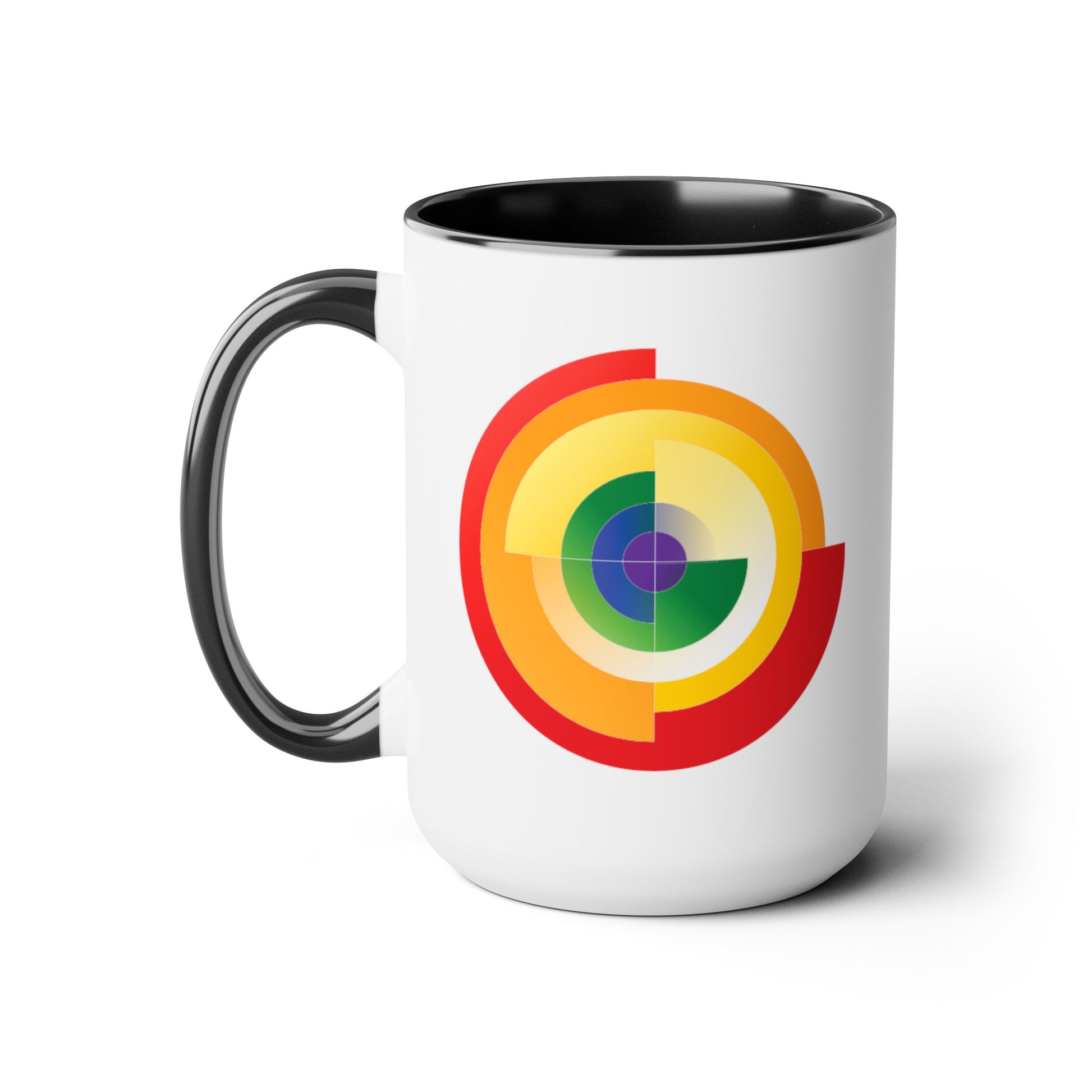 Rainbow Pride Flag Coffee Mug - Double Sided Black Accent White Ceramic 15oz by TheGlassyLass.com