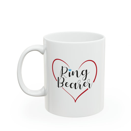 Ring Bearer Cocoa Mug - Double Sided 11oz White Ceramic by TheGlassyLass.com