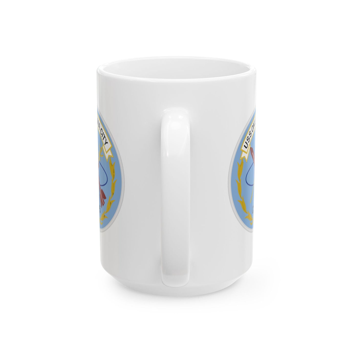 USS Oklahoma City CLG-5 Seal Coffee Mug - Double Sided Print, White Ceramic, 15oz by TheGlassyLass.com