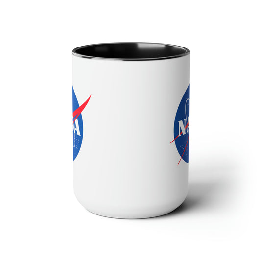 NASA Seal Coffee Mug - Double Sided Black Accent White Ceramic 15oz by TheGlassyLass