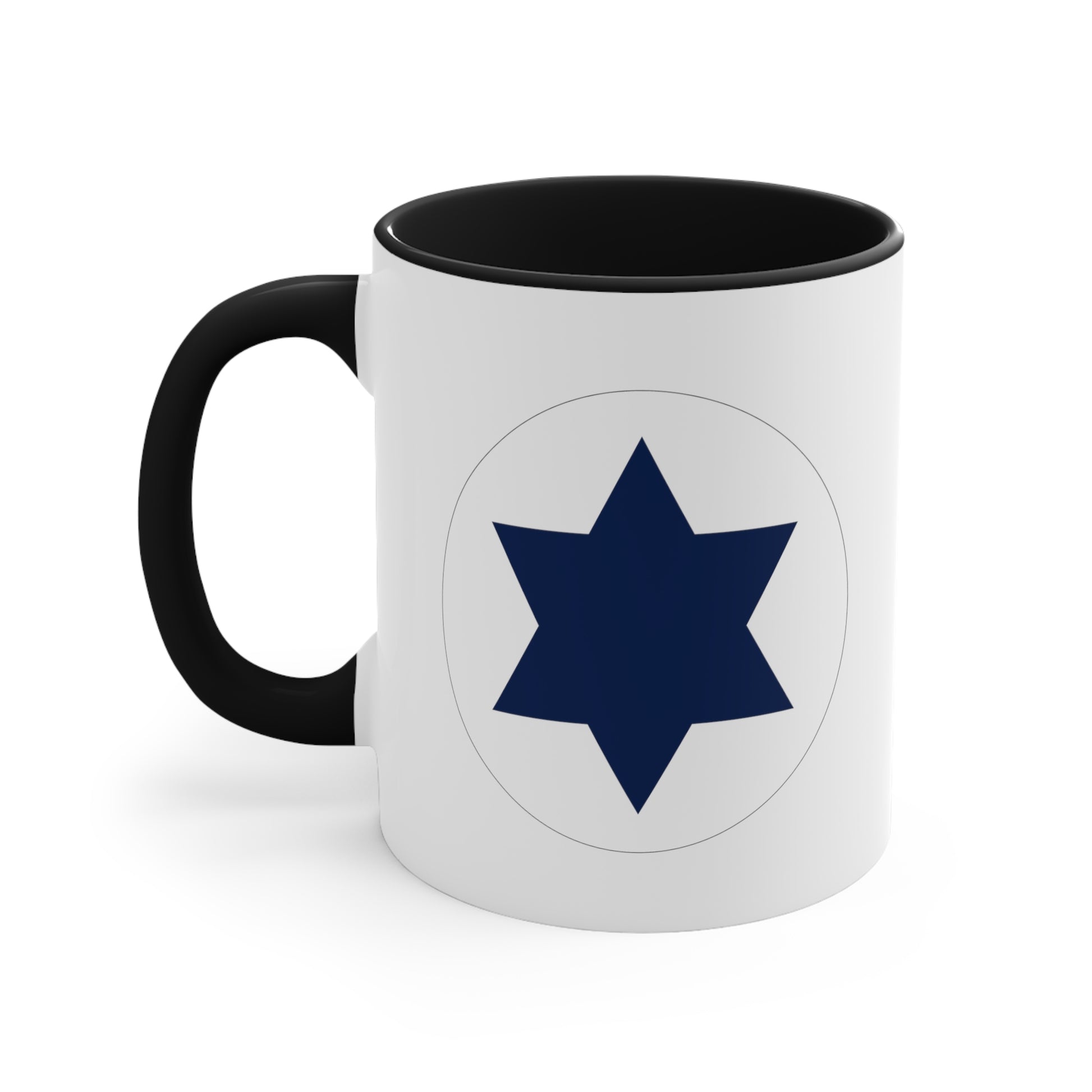 Israeli Air Force Roundel Coffee Mug - Double Sided Black Accent Ceramic 11oz - by TheGlassyLass.com