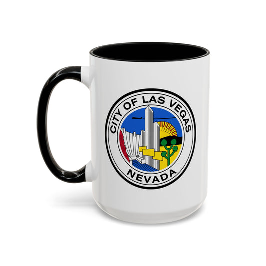 City of Las Vegas Seal Coffee Mug - Double Sided Print, Black Accent White Ceramic, 15oz by TheGlassyLass.com