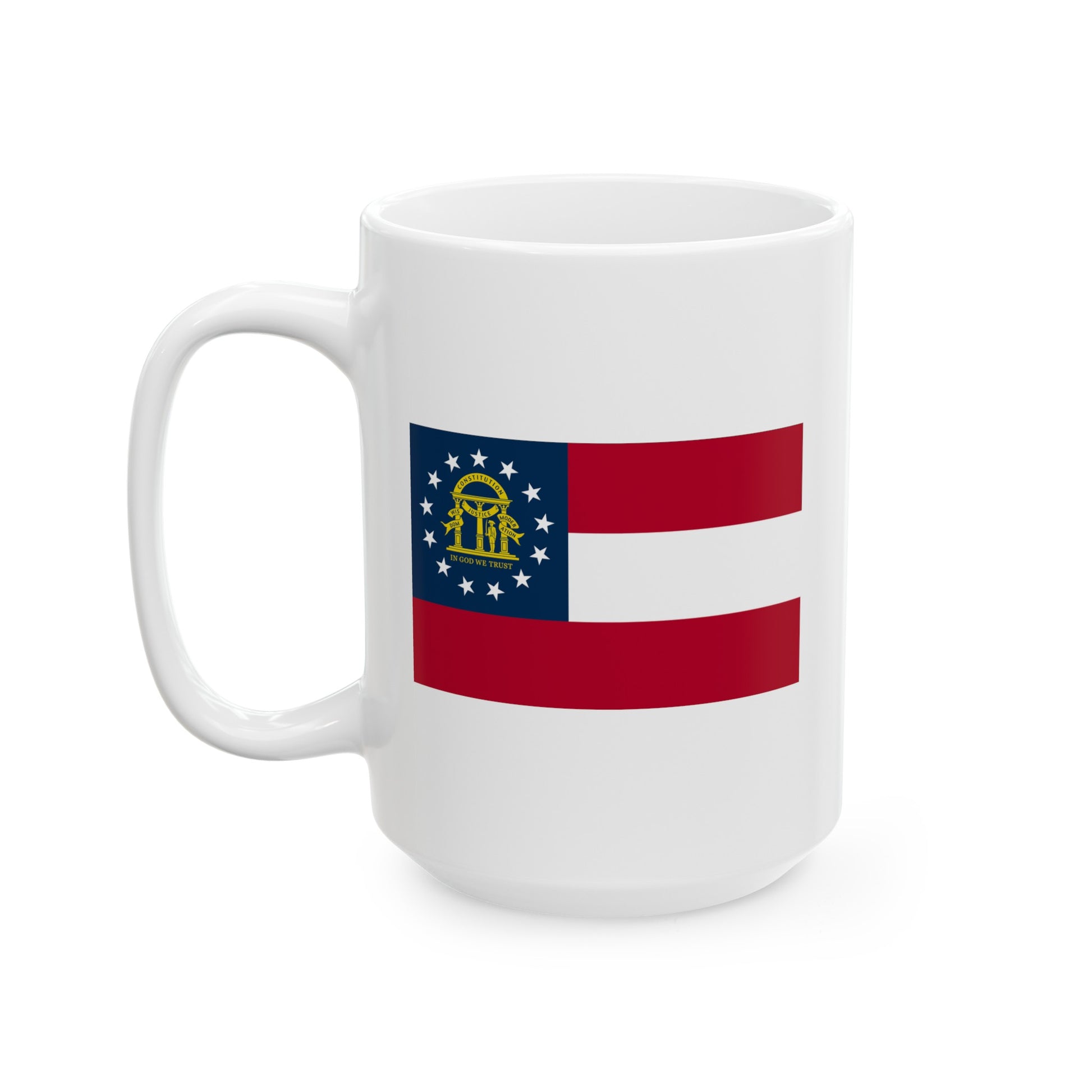 Georgia State Flag - Double Sided White Ceramic Coffee Mug 15oz by TheGlassyLass.com