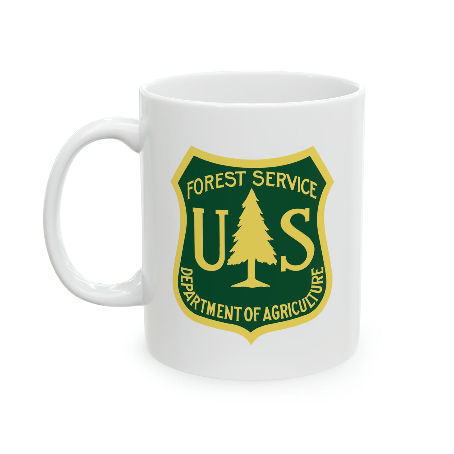 Forest Service Coffee Mug - Double Sided White Ceramic 11oz by TheGlassyLass.com