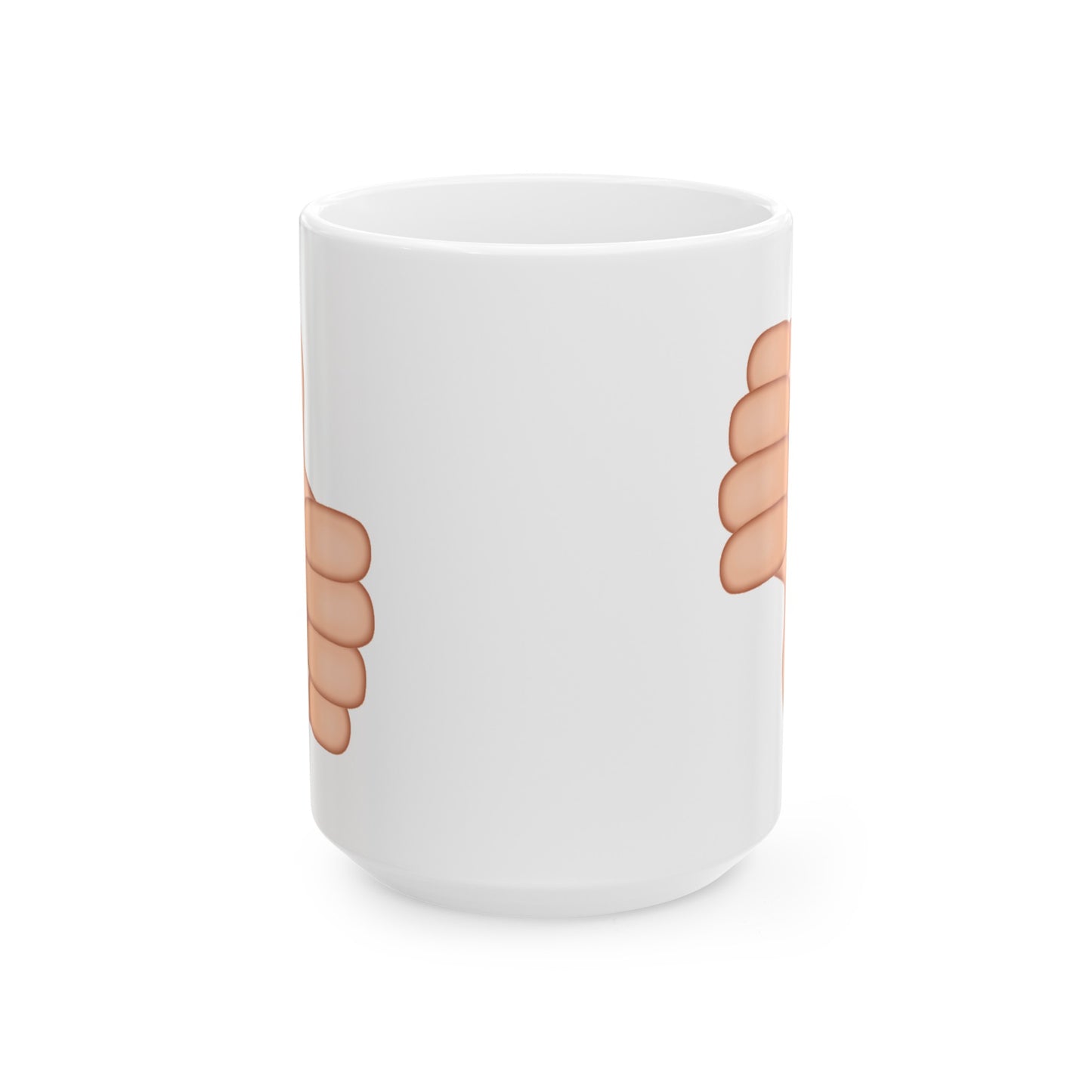 Thumb Up Thumb Down Coffee Mug - Double Sided White Ceramic 15oz by TheGlassyLass.com
