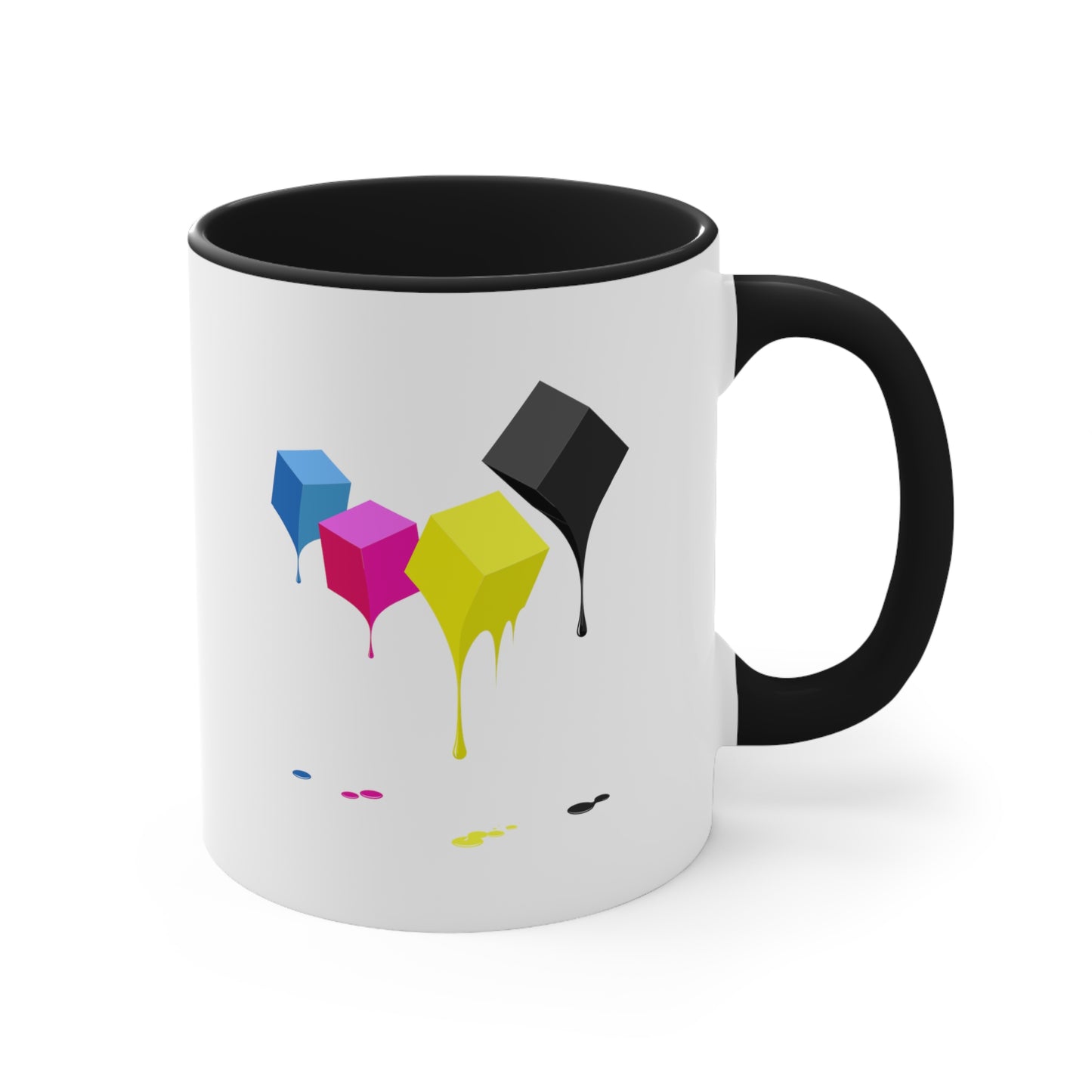 Molten Colors Coffee Mug - Double Sided Black Accent White Ceramic 11oz by TheGlassyLass.com