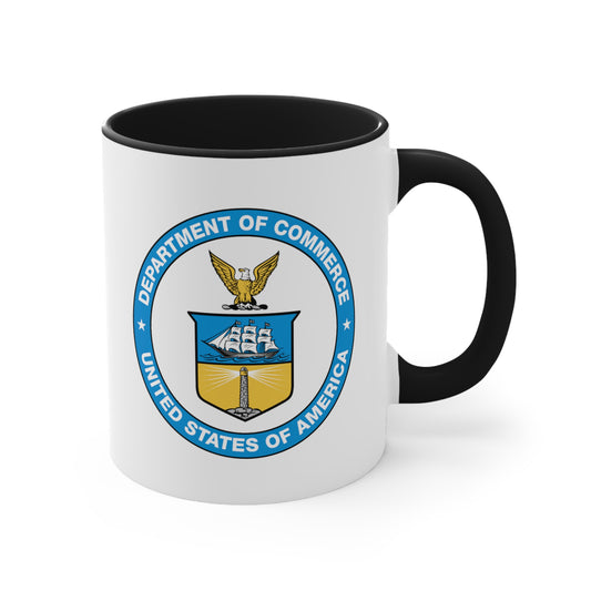 Department of Commerce Coffee Mug - Double Sided Black Accent White Ceramic 11oz by TheGlassyLass.com