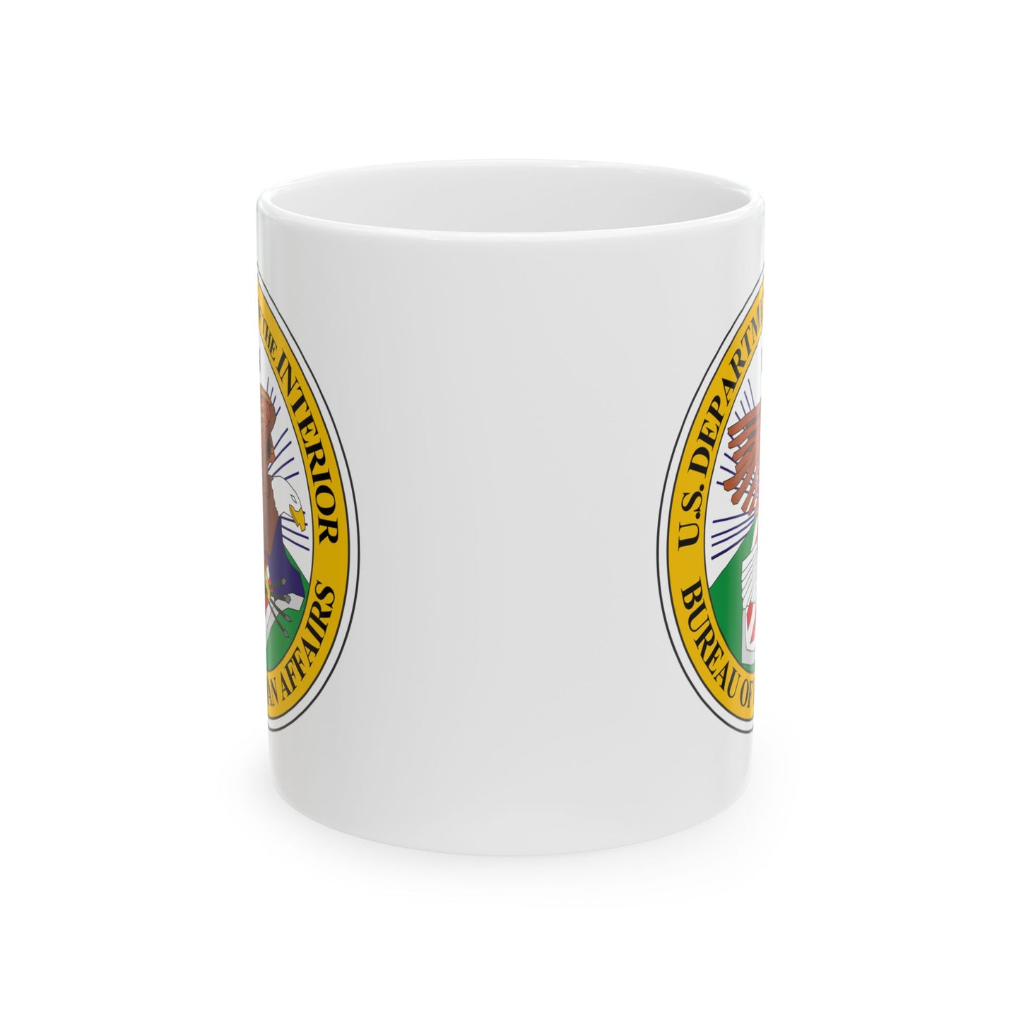 Bureau of Indian Affairs Seal Coffee Mug - Double Sided Print, White Ceramic, 11oz by TheGlassyLass.com