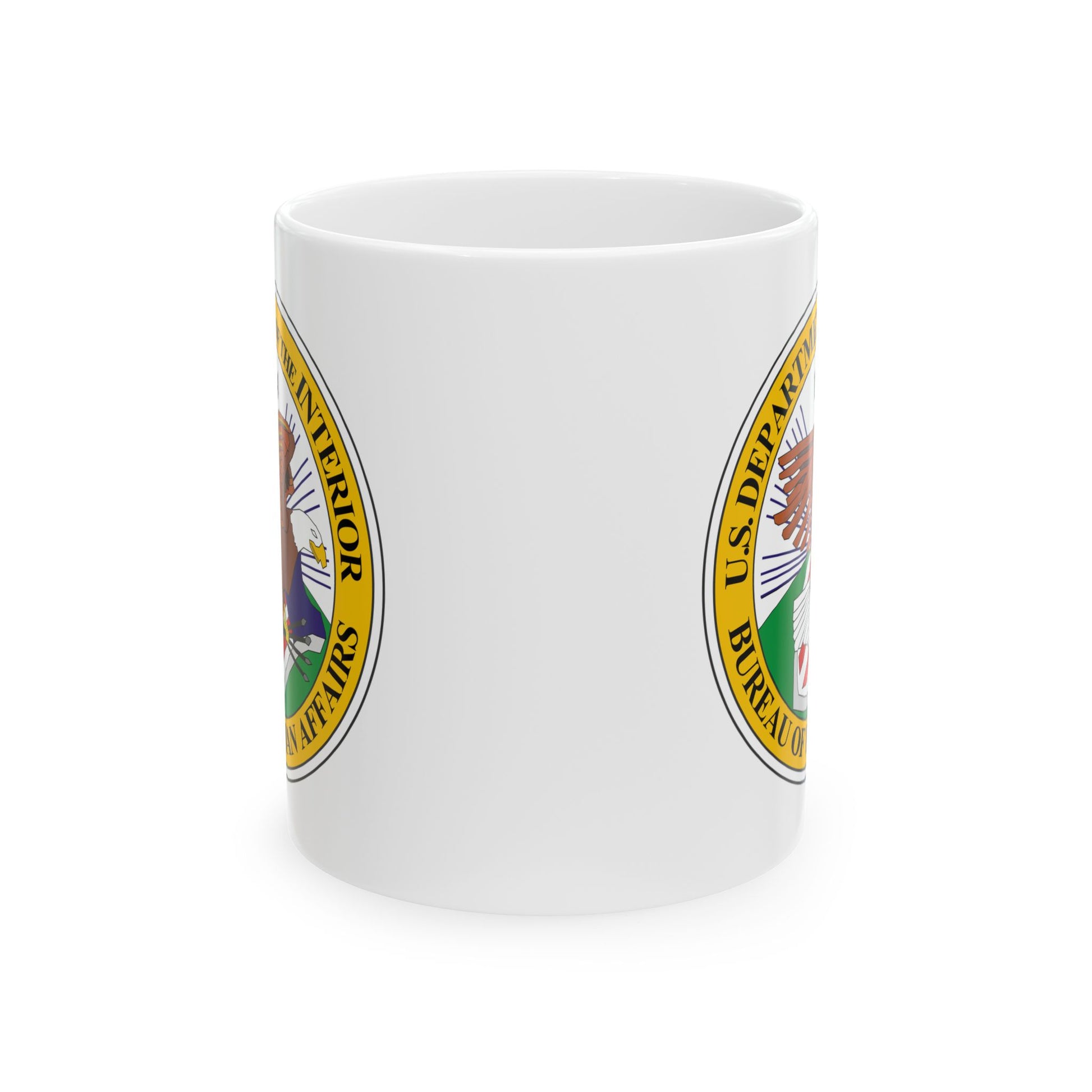 Bureau of Indian Affairs Seal Coffee Mug - Double Sided Print, White Ceramic, 11oz by TheGlassyLass.com