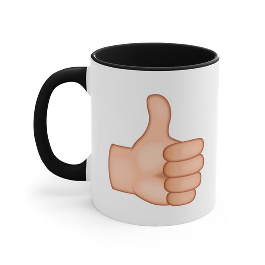 Thumb Up Thumb Down Coffee Mug - Double Sided Black Accent White Ceramic 11oz by TheGlassyLass.com