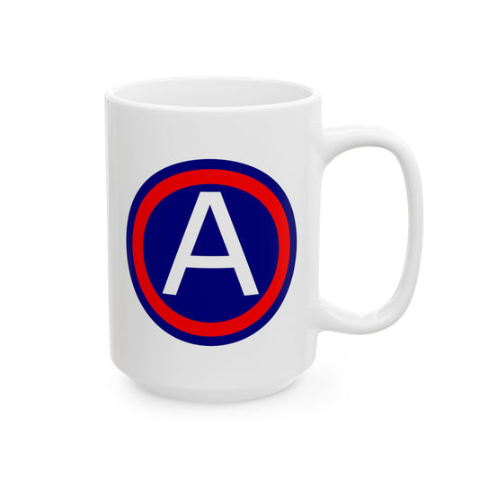United States 3rd Army (Historical) Shoulder Patch Coffee Mug - Double Sided Print, White Ceramic, 15oz by TheGlassyLass.com