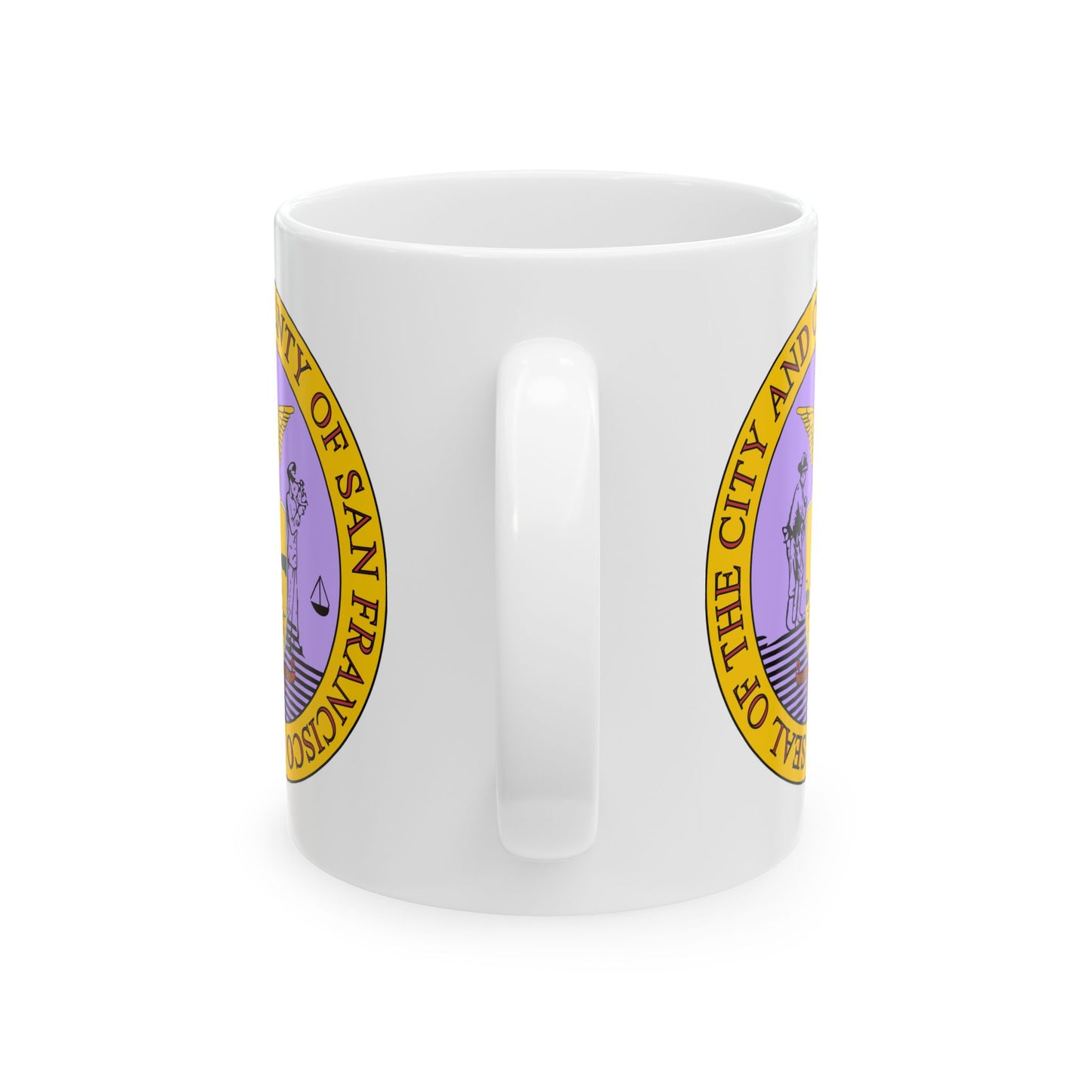 San Francisco City / County Seal Coffee Mug - Double Sided Print, White Ceramic, 11oz by TheGlassyLass.com
