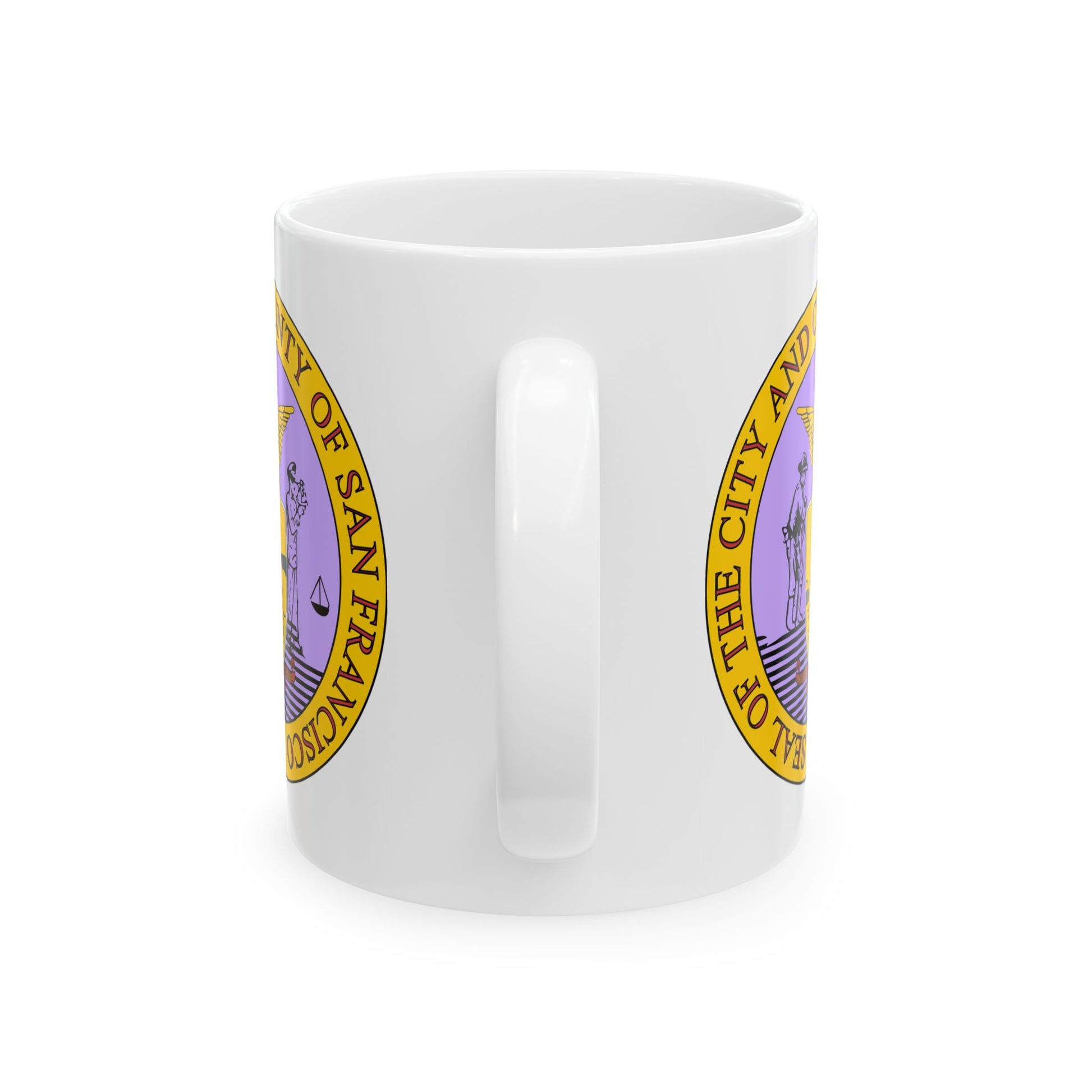 San Francisco City / County Seal Coffee Mug - Double Sided Print, White Ceramic, 11oz by TheGlassyLass.com