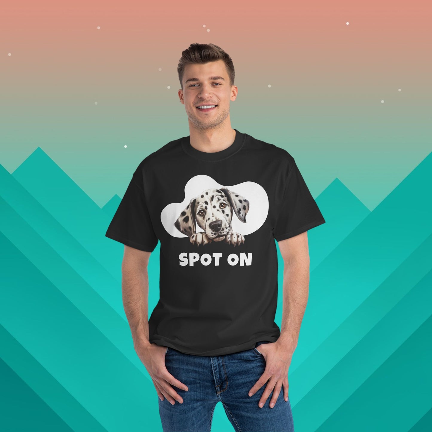 Spot On Dalmatian T-Shirt: (Hanes Beefy-T 100% Preshrunk Cotton Custom Printed by TheGlassyLass.com