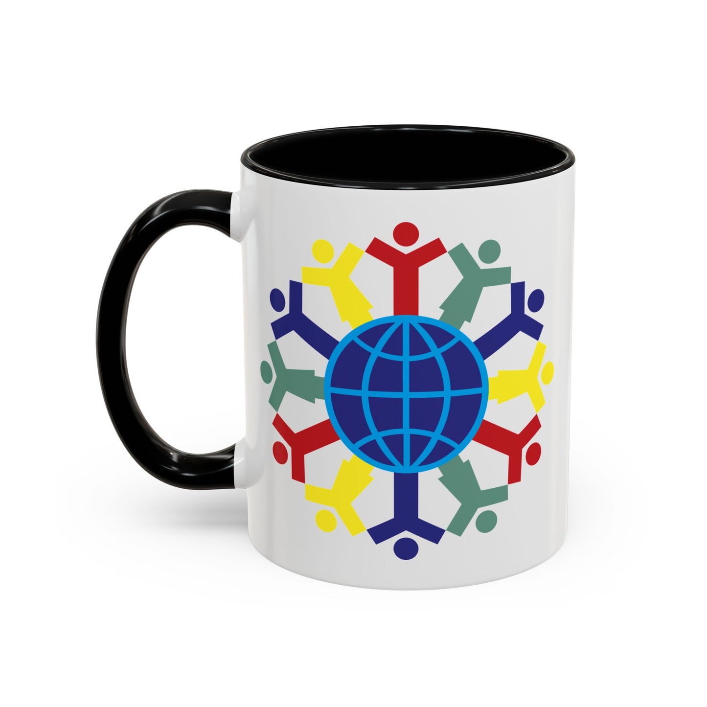 Joy To The World Coffee Mug - Double Sided Black Accent White Ceramic 11oz by TheGlassyLass.com