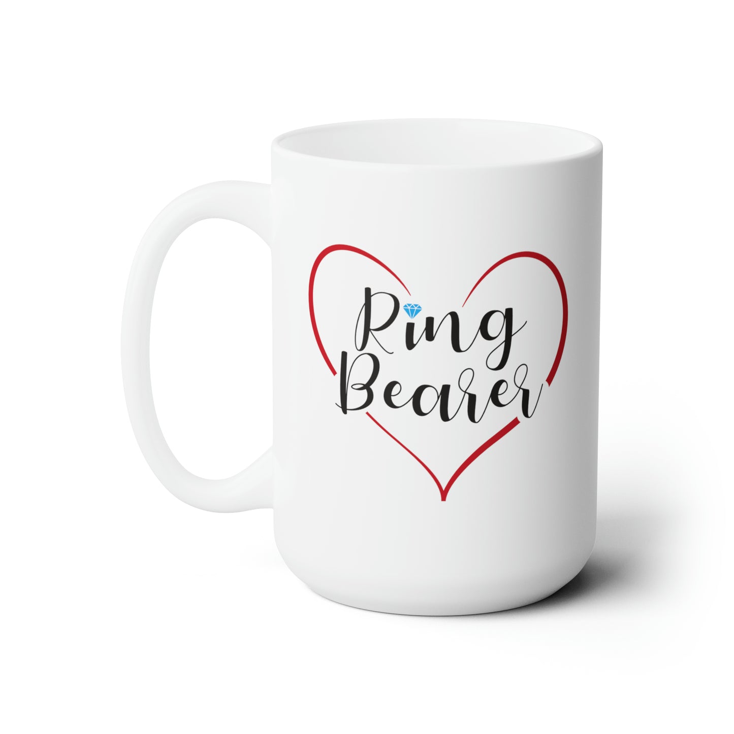 Ring Bearer Cocoa Mug - Double Sided White Ceramic 15oz - by TheGlassyLass.com