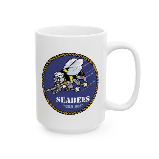 US Navy SeaBees Seal Coffee Mug - Double Sided Print, White Ceramic, 15oz by TheGlassyLass.com