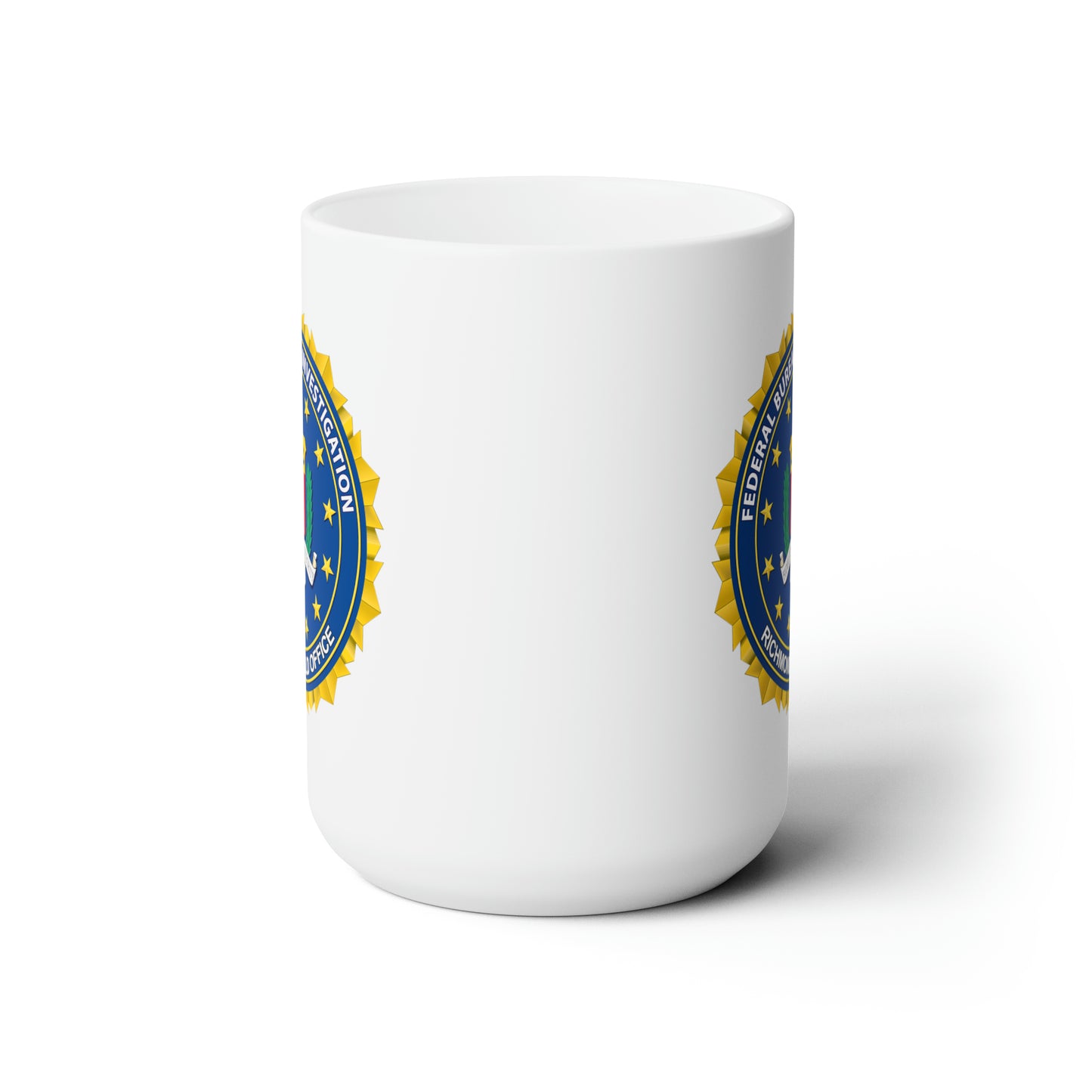 The FBI Sacramento Field Office Coffee Mug - Double Sided White Ceramic 15oz - by TheGlassyLass.com