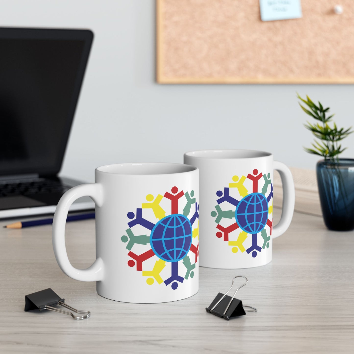 Joy To The World Coffee Mug - Double Sided White Ceramic 11oz by TheGlassyLass.com