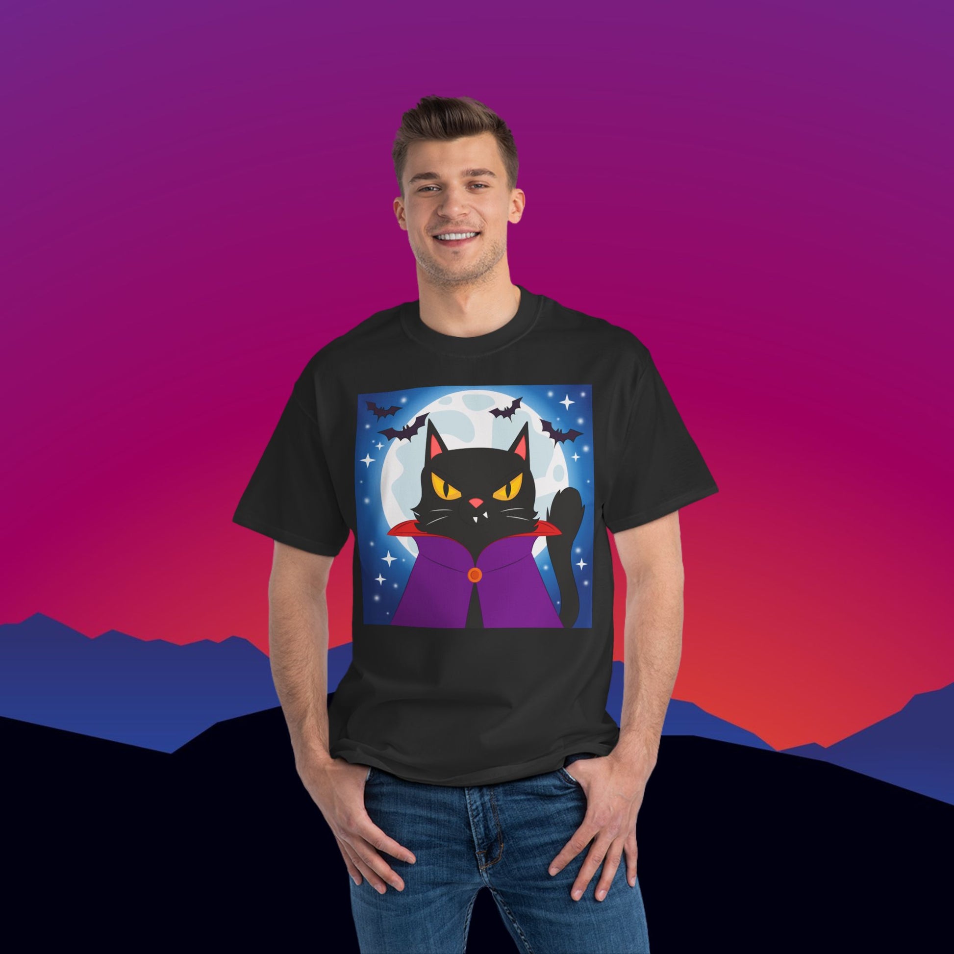Feline Overlord T-Shirt: (Hanes Beefy-T 100% Preshrunk Cotton Custom Printed by TheGlassyLass.com