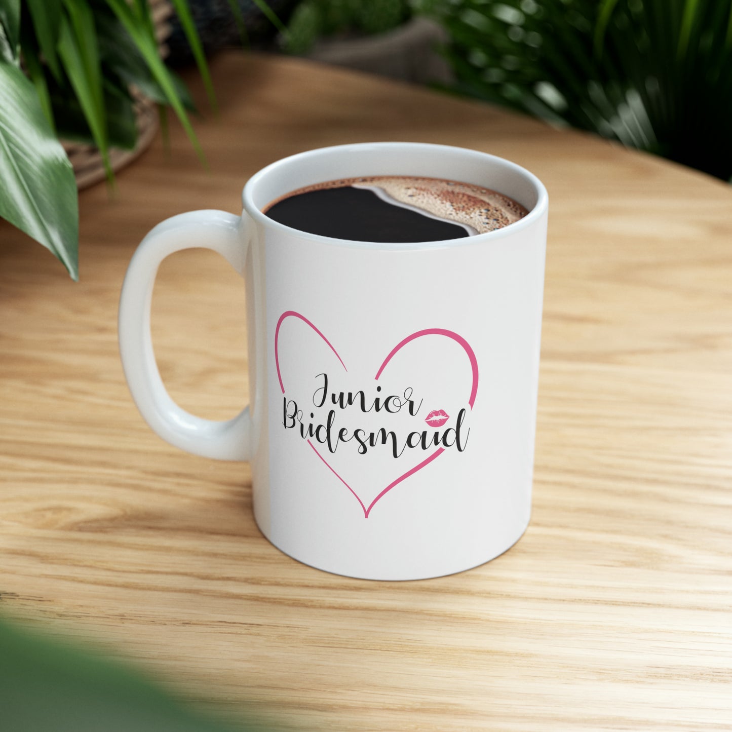 Junior Bridesmaid Cocoa Mug - Double Sided 11oz White Ceramic by TheGlassyLass.com
