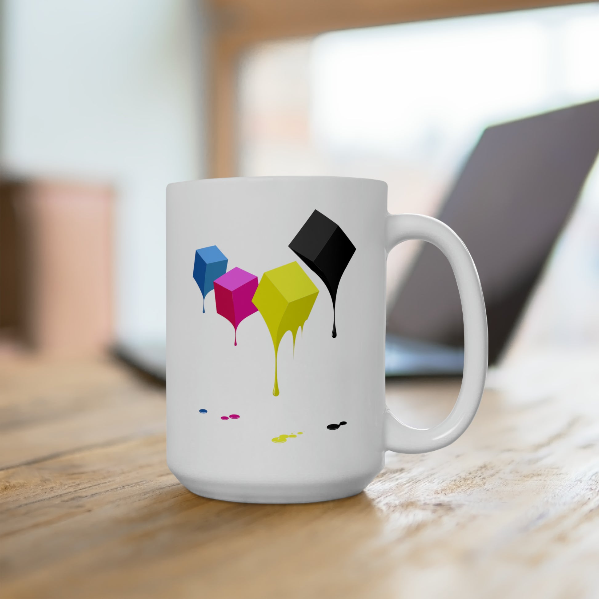 Molten Colors Coffee Mug - Double Sided White Ceramic 15oz by TheGlassyLass.com