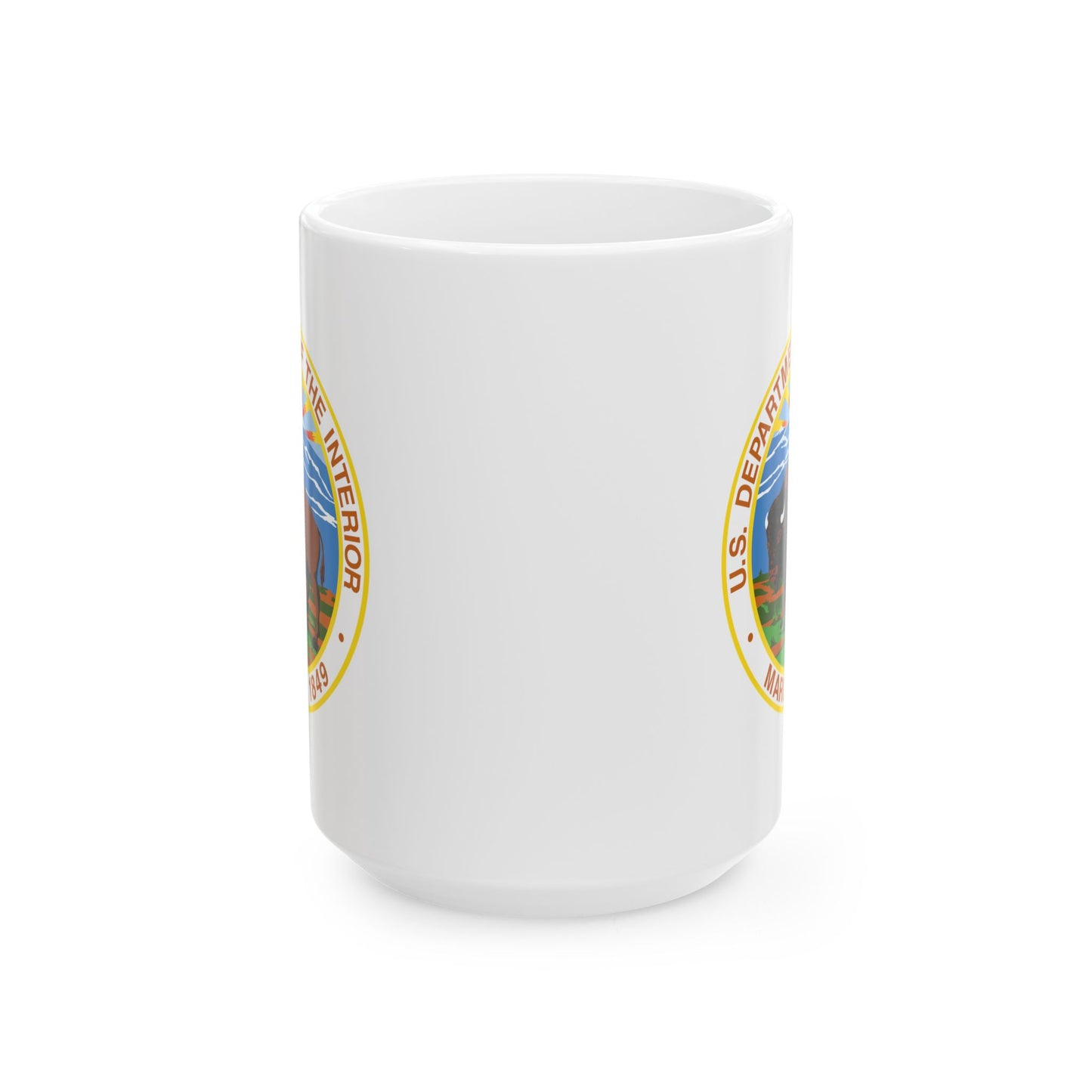 US Department of the Interior Coffee Mug - Double Sided Print, White Ceramic, 15oz by TheGlassyLass.com