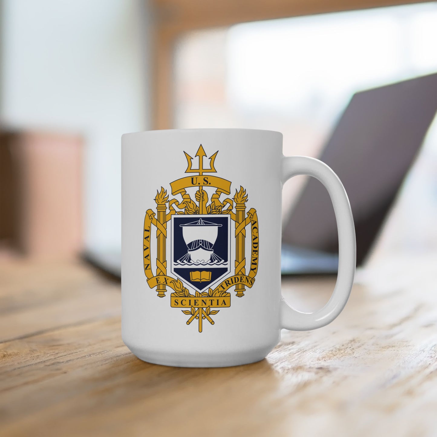 United States Naval Academy Seal - Double Sided White Ceramic Coffee Mug 15oz by TheGlassyLass.com