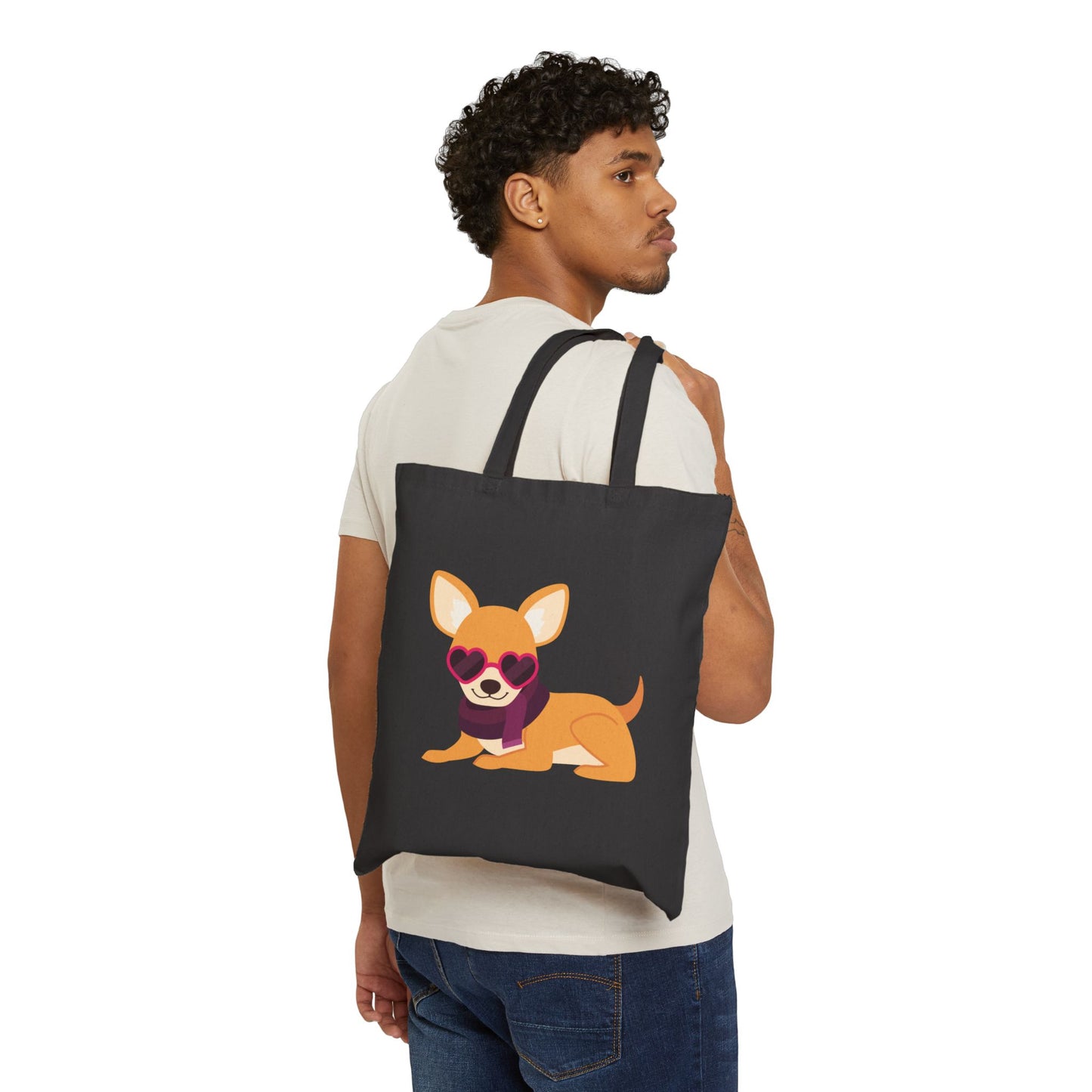 Fashionista Chihuahua Logo Tote Bag - Heavyweight 100% Cotton Canvas by TheGlassyLass.com