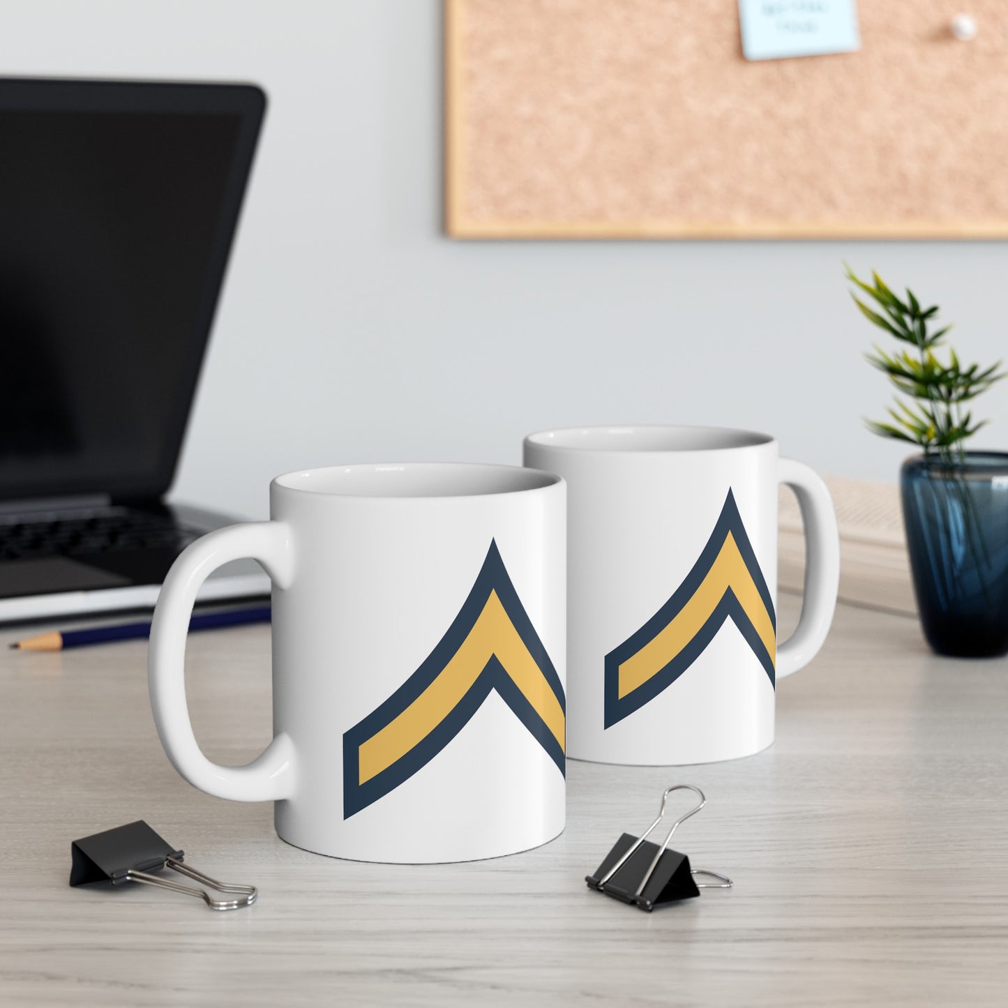 United States Army Private OR-2 Chevron - Double Sided White Ceramic Coffee Mug 11oz by TheGlassyLass.com