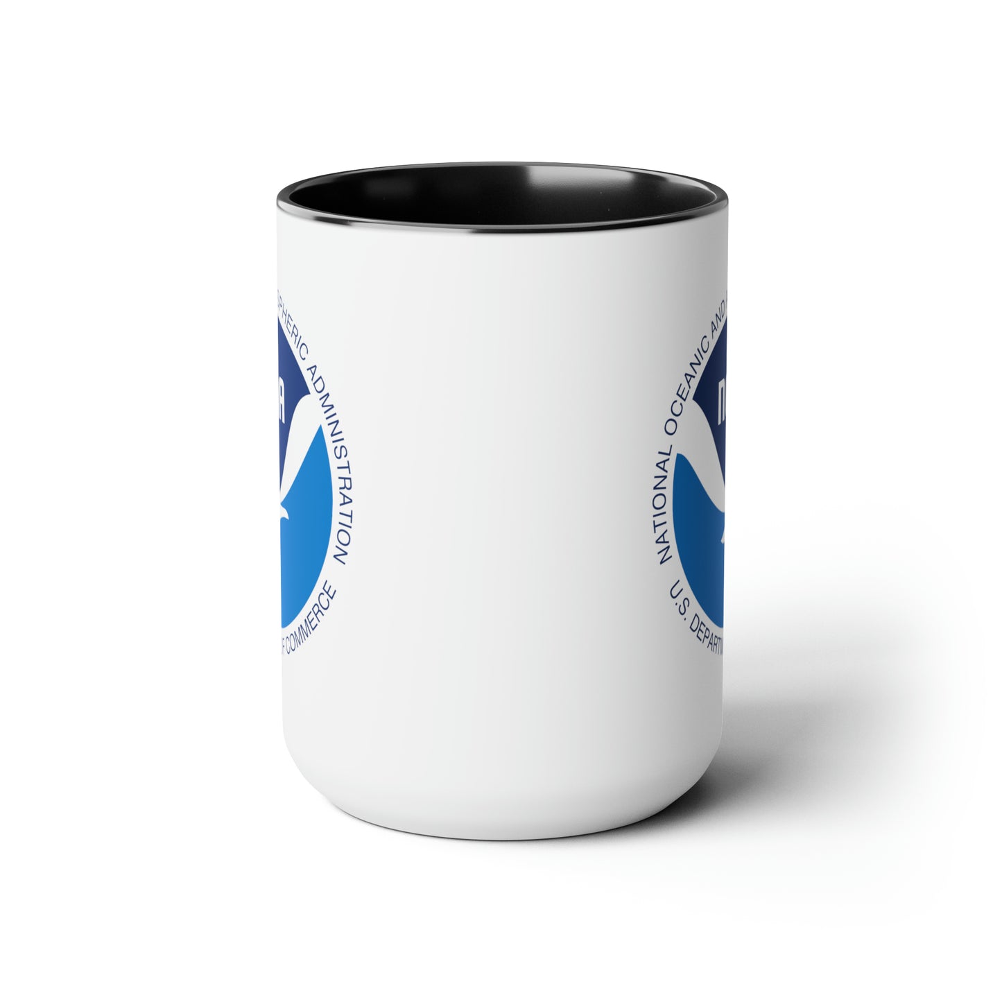 NOAA Logo Coffee Mug - Double Sided Black Accent White Ceramic 15oz by TheGlassyLass