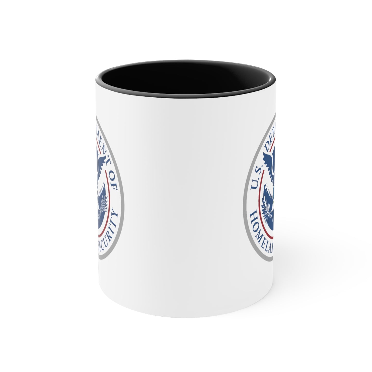 Homeland Security Coffee Mug - Double Sided Black Accent White Ceramic 11oz by TheGlassyLass.com