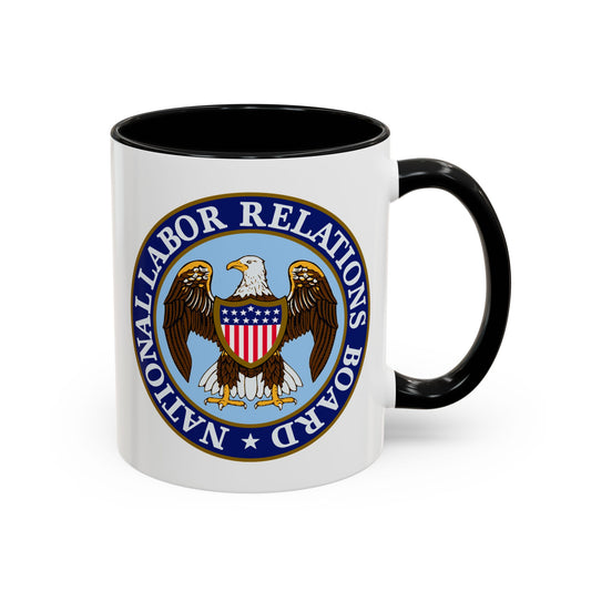 National Labor Relations Board Seal Coffee Mug - Double Sided Print, Black Accent White Ceramic, 11oz by TheGlassyLass.com