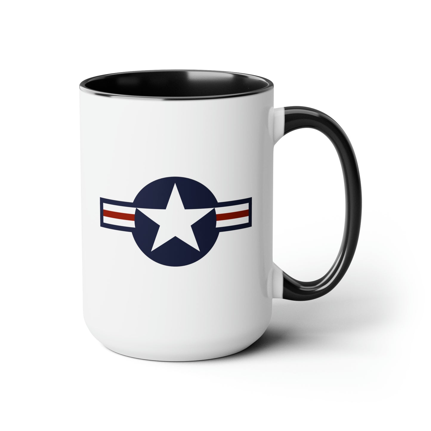 US Air Force Roundel Coffee Mug - Double Sided Black Accent Ceramic 15oz - by TheGlassyLass.com