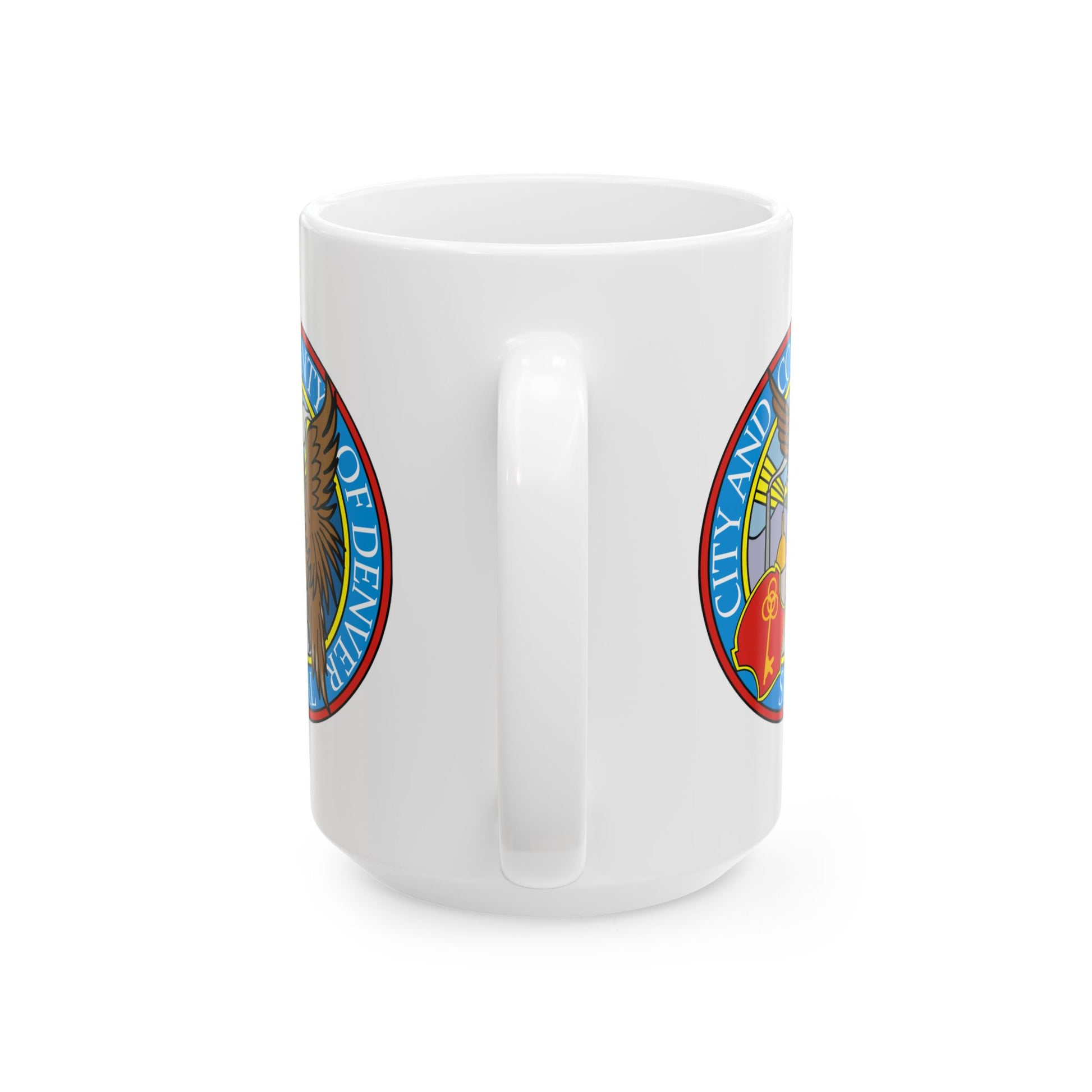 Denver City/County Seal Coffee Mug - Double Sided Print, White Ceramic, 15oz by TheGlassyLass.com