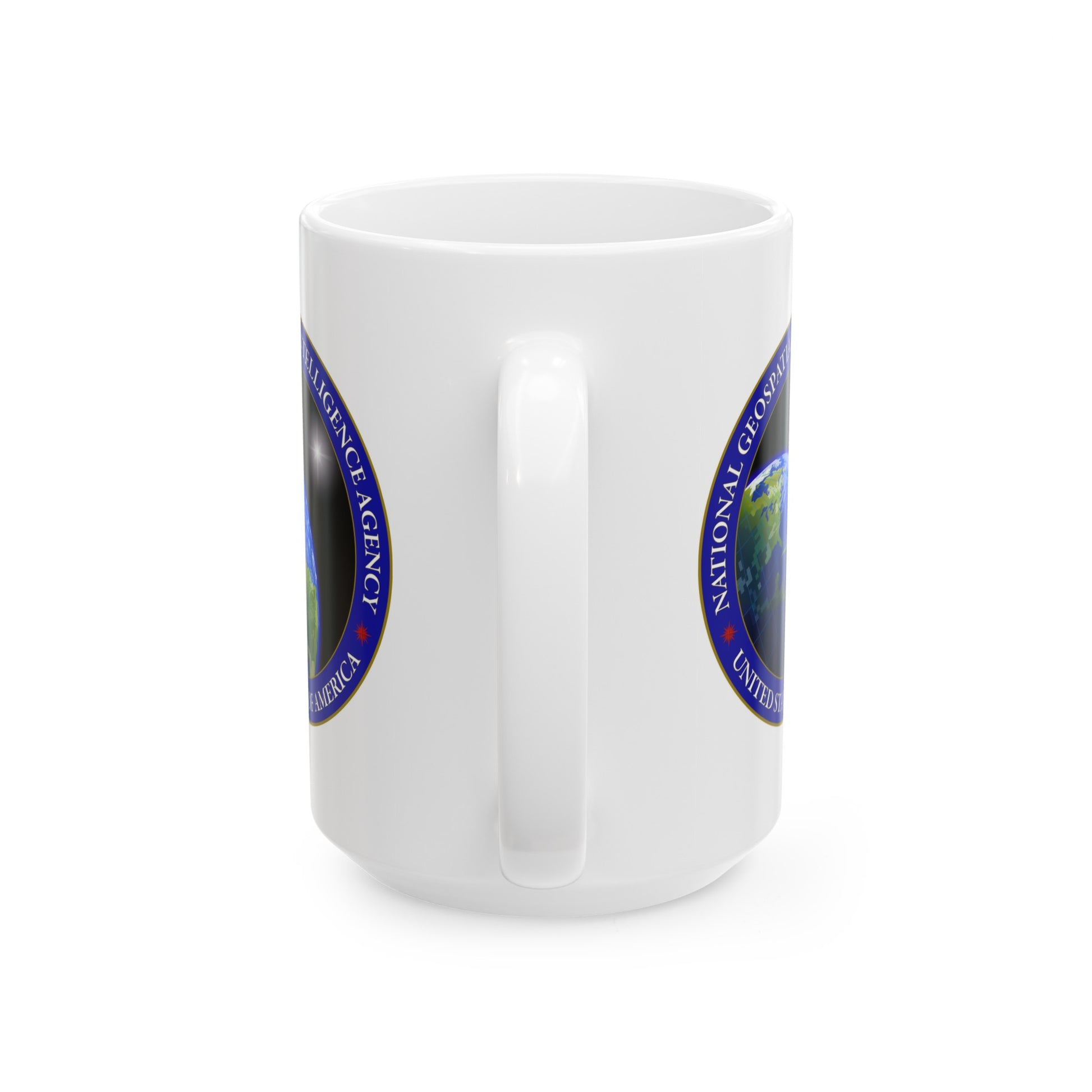 National Geospatial-Intelligence Agency Coffee Mug Double Sided Black Accent White Ceramic 15oz.com
