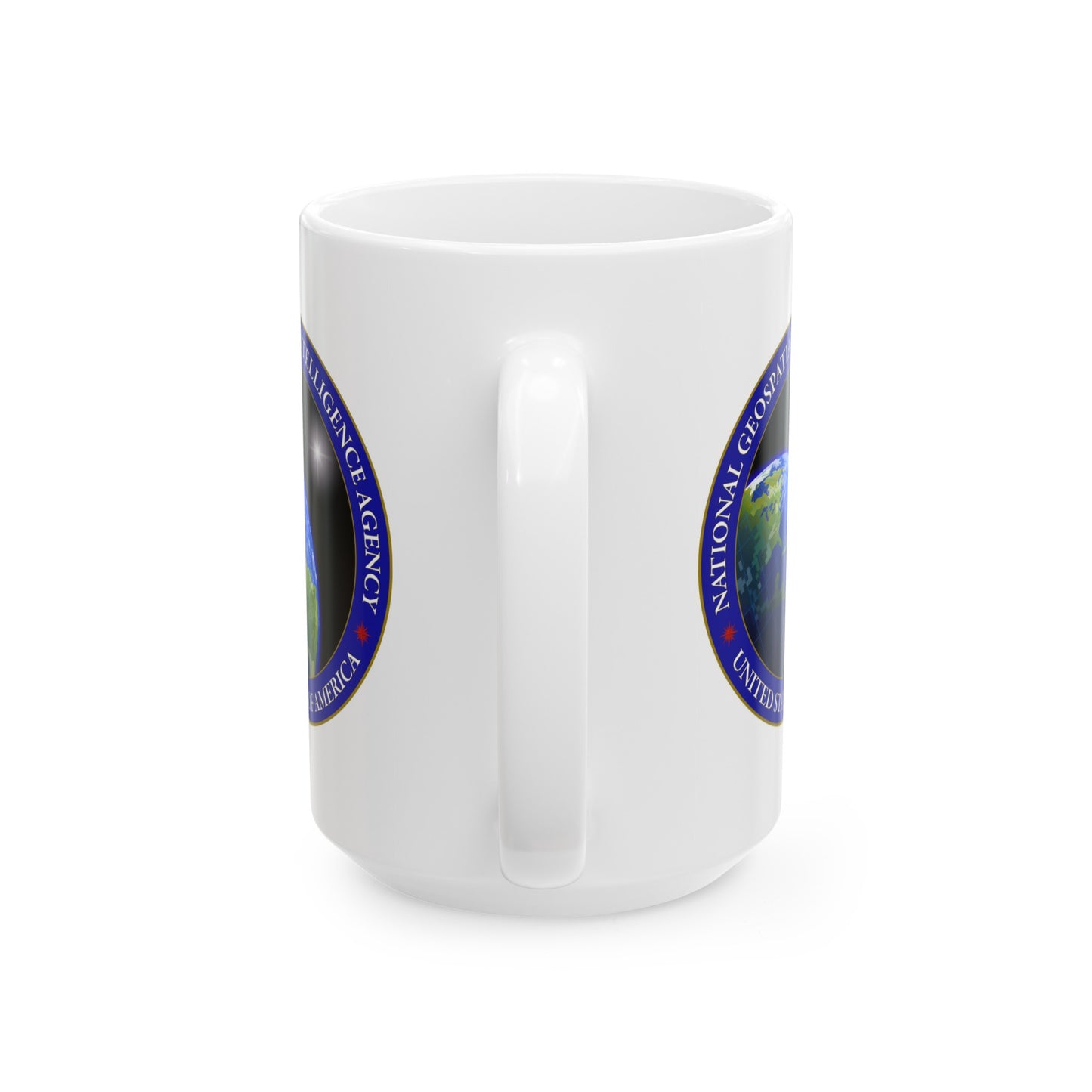 National Geospatial-Intelligence Agency Coffee Mug Double Sided Black Accent White Ceramic 15oz.com